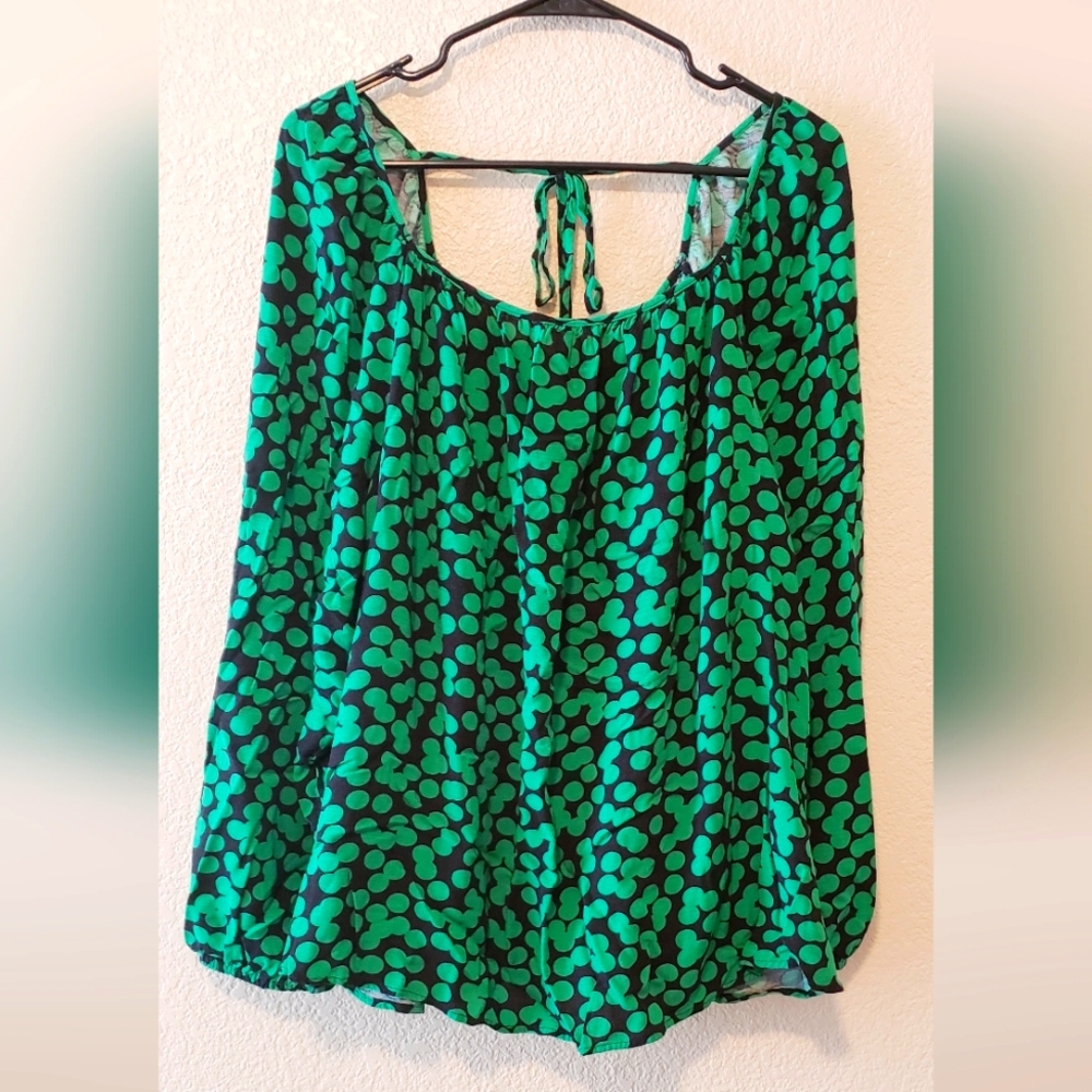 Ava & Viv Green And Black Blouse, Size 2x